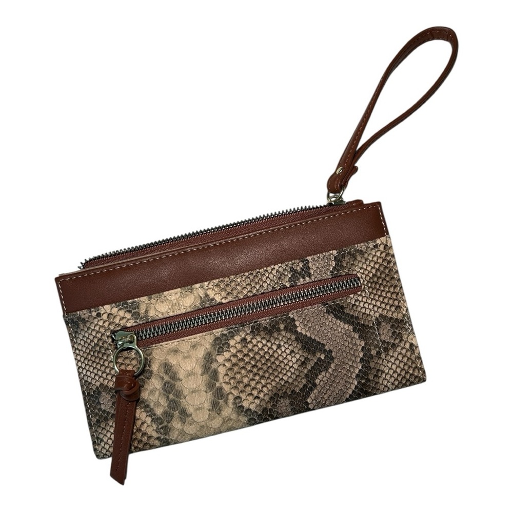 Rossetti Brown & Tan Snakeskin Style Wristlet Wallet